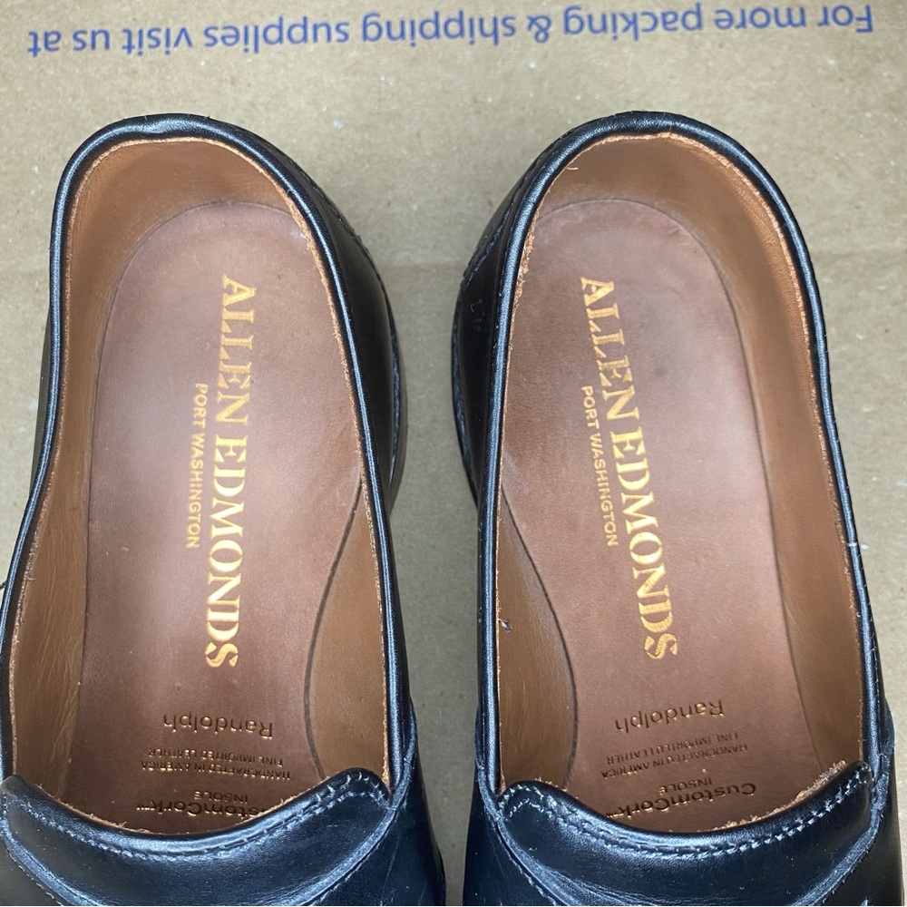 ALLEN EDMONDS Randolph Black Leather Sz 6 Mens Penny Loafers - Picture 5 of 12